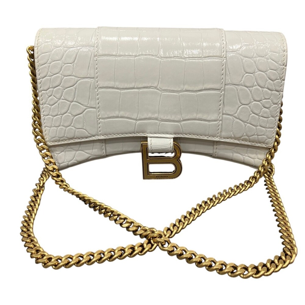 Balenciaga Hourglass Wallet Chain Shoulder Bag Leather 656050